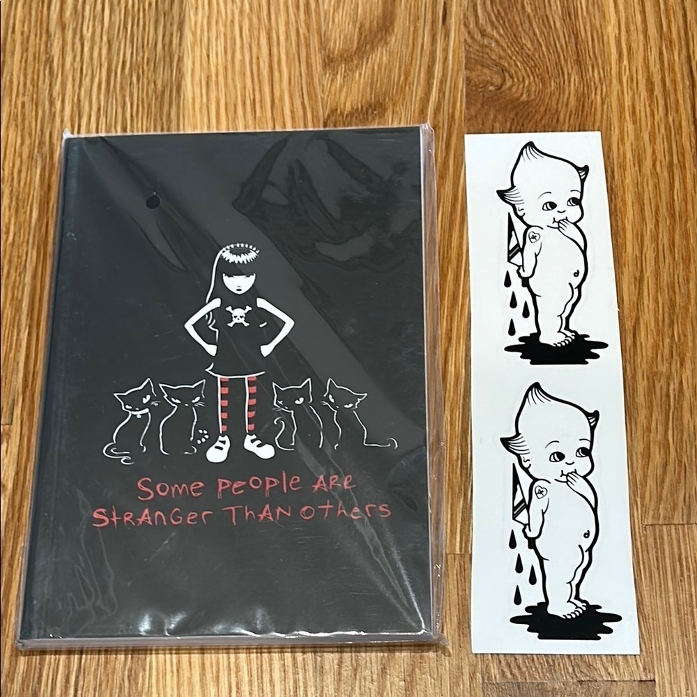 Emily the strange dolls kill Black Cat-Themed Notebook & 2 Elliot Stickers